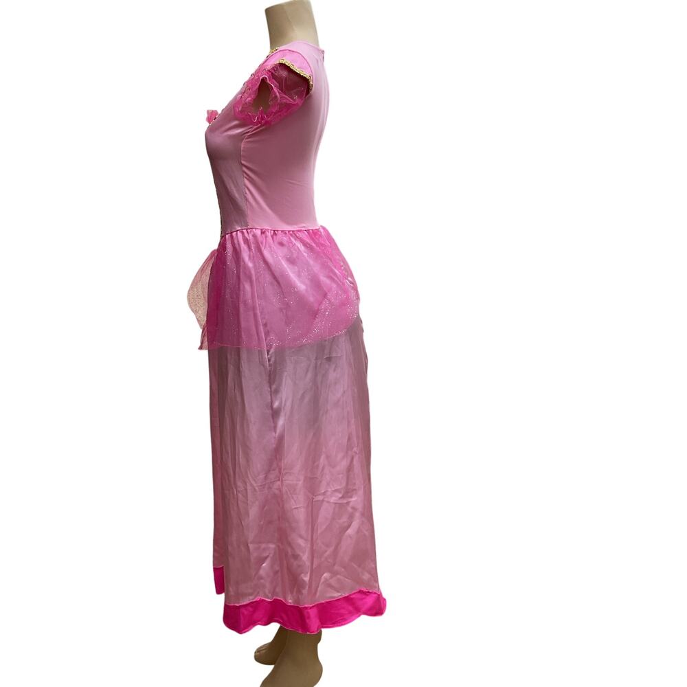 Princess Peach Inspired Pink Costume Dress Women Fairy Tale Tulle Midi Small - Picture 3 of 7